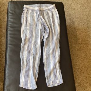 Blue striped linen pants